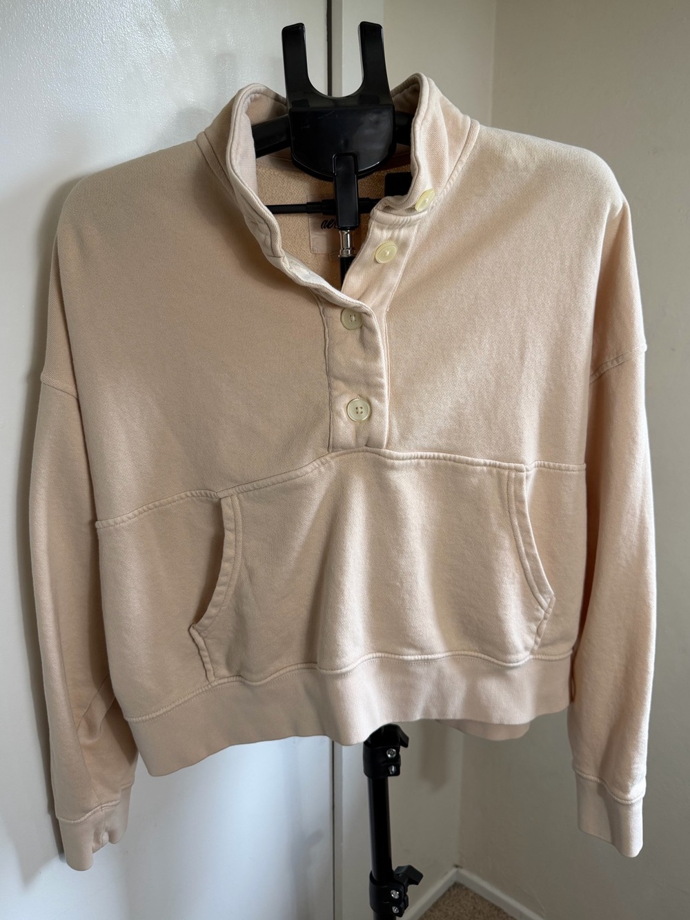 Aerie quarter Button-Front Pullover Crewneck sweatshirt